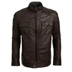 कस्टम मेड पुरुषों चमड़े का जैकेट असली लेदर आकस्मिक पहनने सस्ते फैशनेबल फैशनेबल मोटरबाइक जैकेट उच्च गुणवत्ता अनुकूलित