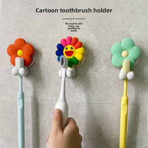 Soporte de Pared para Cepillos de Dientes Creativo para Niños, Diseño de Flor de Dibujos Animados, para Cepillos de Dientes Eléctricos y Artículos del Hogar - Product Image 1