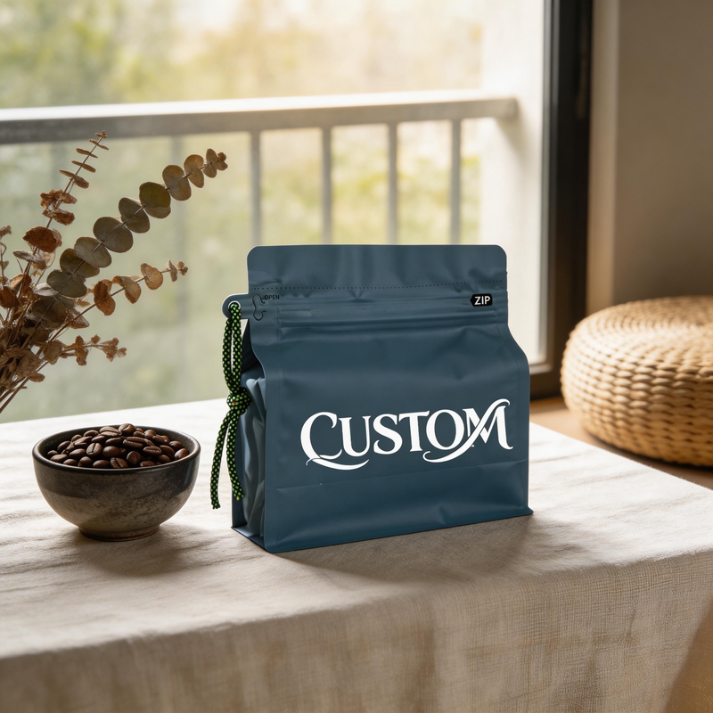 Custom Plastic Flat Bottom Coffee Bean