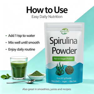 Polvo de Espirulina de Marca Privada OEM ODM |   Certificado GMP para Suplementos Dietéticos y Bebidas |   Rico en proteína vegana – SIN OMG - Product Image 4