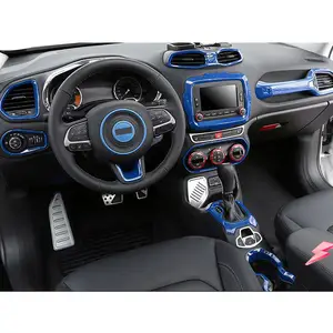 blue color car interior accessories for jeep renegade 2016-2021 gear panel shift knob seat adjust steering wheel cover auto