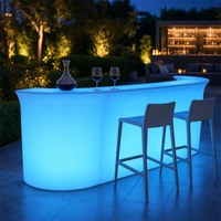 Ensemble de comptoir de bar lumineux à LED RGB, mobilier de bar éclairé en PE imperméable avec tabourets pour événements extérieurs, hôtels et fêtes