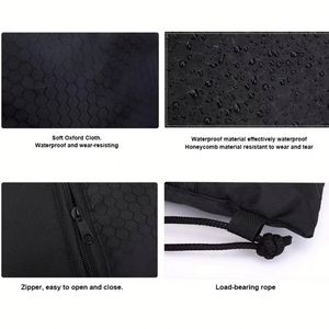 Sac à dos personnalisé avec cordon de serrage, entièrement imprimé en couleur, en polyester recyclé imperméable, avec poche zippée - Product Image 2