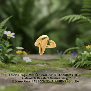 Fashion <b>Rings</b> PVD Gold Plated 316L Stainless Steel Sustainable Resistant Modern Design - Product Image 3
