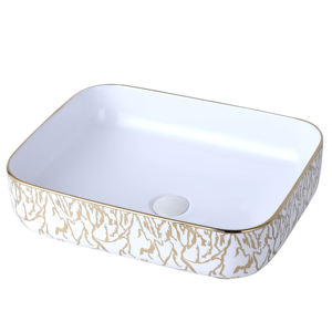 <span class=keywords><strong>CORONIS</strong></span> E809-2 Lavabo de salle de bain en céramique de style occidental au design moderne, finition dorée, facile à nettoyer, pour usage domestique et hôtelier, garantie 5 ans - Product Image 6