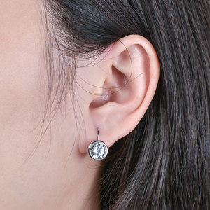 fashion jewelry 14k gold filled Bezel Set Round Cut 1ct 2ct VVS GRA Moissanite <b>ear</b> <b>clips</b> Hoop earrings for Women - Product Image 2