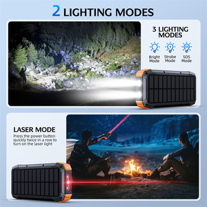 Banco de Energía Solar de Emergencia de 20000mAh con Linterna LED, Cargador Inalámbrico, Brújula, Batería para Exteriores con Cables Integrados - Product Image 5