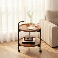 Table basse double couche en MDF personnalisable pour salon, table d'appoint de canapé avec roulettes et petite table basse mobile