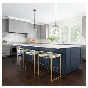 NICOCABINET Transitional Charlotte Refined Great NiceLooking Overhang Grey Kitchen Cabinet with Distinctive Marble Backsplash