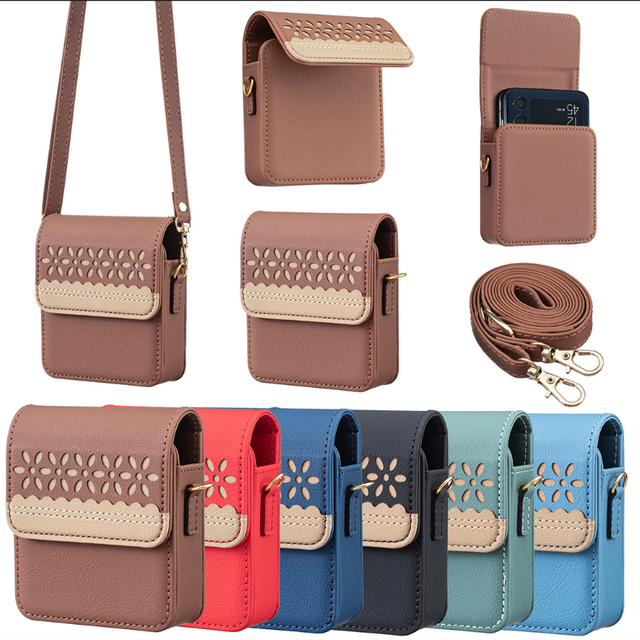 Universal Fashion Flower Leather Wallet Case for MOTO Razr 60 Ultra 50 40 Razr 2022 OPPO Find N3 N2 Flip Pouch Lanyard Strap