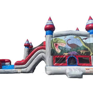 Castillo inflable con tobogán en oferta para alquiler comercial en fiestas al aire libre - Product Image 1
