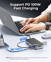 ORICO 9-in-1 USB-C Hub M.2/NVMe SSD Enclosure 10Gbps Stasiun Docking Bebas Alat Kipas Bawaan Gigabit Ethernet 100W PD Kartu SD/TF