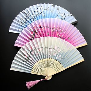 Chinese Style Bamboo Folding Fan Floral Hand Drawn Twenty Stocks For Traditional Dance Party Wear - Product Image 1