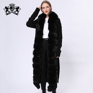 Cappotto di <span class=keywords><strong>Pelliccia</strong></span> con Cappuccio dal Design Elegante, Morbido Cappotto in Vera <span class=keywords><strong>Pelliccia</strong></span> di Volpe, Maglione Lungo in Lana Lavorata a Maglia, <span class=keywords><strong>Cardigan</strong></span> in <span class=keywords><strong>Pelliccia</strong></span> per Donna - Product Image 1