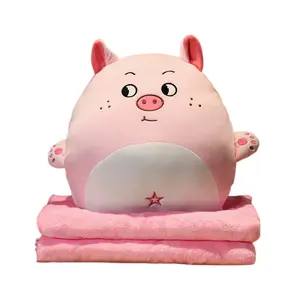HECION personalizado OEM creativo Animal de peluche almohada con manta muñeca de peluche manta de siesta que se dobla en almohada