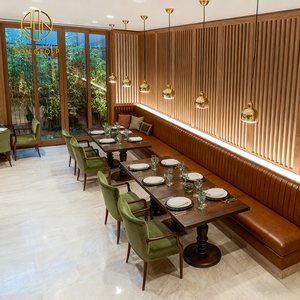 Divano Moderno in Legno e Velluto per Sala da Tè, Tavolo e Sedie per Caffè e Ristorante, Arredamento per Uso Commerciale - Product Image 1