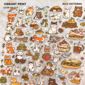 Pegatinas troqueladas de animales lindos para picnic, de papel sintético de alta calidad, con personajes de comida de dibujos animados, para diario, álbum de recortes, planificador, bricolaje - Product Image 2