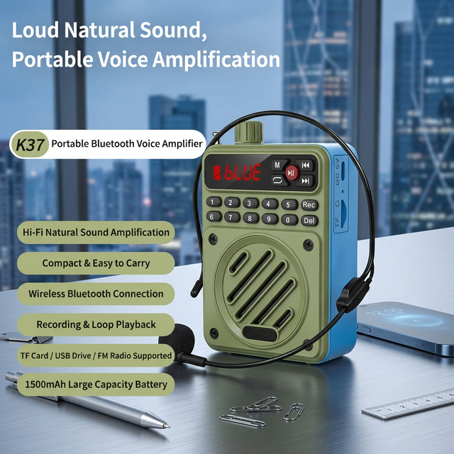 Portable for Voice Amplifier Y819 with LED Digital Display FM Radio MP3 Player USB TF AUX for Teaching and Tour Guiding