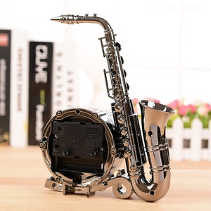 Saxophone Shape Alarm <b>Clock</b> Desktop Quartz Wristwatch Style Table <b>Clock</b> Metal Decorative Timepiece for Home Gift - Product Image 4