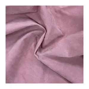 Vente en gros de tissu d'ameublement floqué en velours de peau de daim double face en polyester de couleur rose