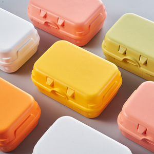 Portable Soap Dish With Lid Drain Rectangular PP Minimalist Design For Bathroom Travel Use - Product Image 3