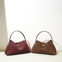 Sac Hobo de Luxe en Daim et Cuir Fendu pour Femme, Sac Fourre-tout Tendance en Cuir Mat, Sac à Bandoulière Polyvalent, Sac à Main Féminin