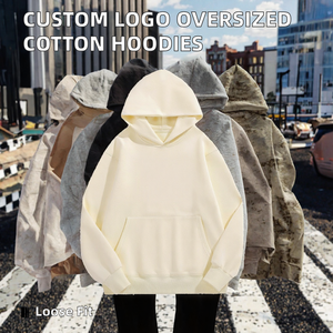 Sweat à capuche d'hiver pour homme, personnalisé avec logo, 100 % coton molletonné, coupe oversize, imprimé, zippé, sans cordons, vente en gros - Product Image 2