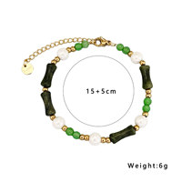 Bracelet perles œil-de-chat vert vintage fait main avec nœuds de bambou, bijoux de mode polyvalents, vente en gros