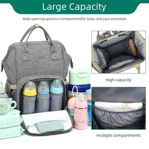 Funda impermeable de poliéster con parte trasera suave para portátil, bolsillo térmico aislado, bolsa de maternidad, mochila de viaje para pañales