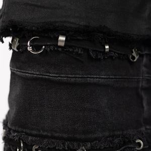 กางเกงยีนส์ทรงคาร์โก้แบบถอดได้ แต่งโลโก้ตามสั่ง แฟชั่นใหม่สำหรับผู้ชาย แต่งโลหะสไตล์ Y2K ทรงหลวม - Product Image 5