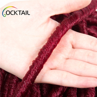 Dreadlocks Souples en Fibre Kaneka Japonaise, Tresses de Cheveux Synthétiques Bordeaux, en Stock