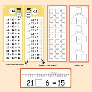 Tarjetas Educativas de Matemáticas para Sumas, Restas, Multiplicaciones, Divisiones, Tarjetas de Aprendizaje para Niños con Anillos y Bolígrafos - Product Image 2