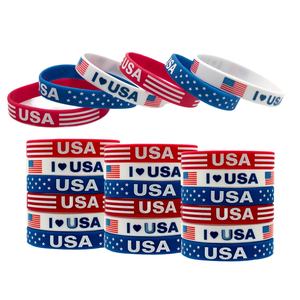 Banderas de Estados Unidos para el Día de la Independencia, Diseño Personalizado, Duraderas, Modernas, con Logotipo Impreso, Patrón en Relieve, Texto en Relieve, Movimiento Elástico, Silicona - Product Image 1