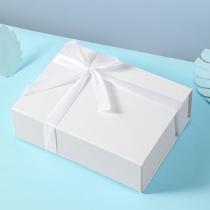 Valentine's Day One-piece Bow Ribbon Folding Rectangular <b>White</b> Cardboard <b>Gift</b> <b>Box</b> Simple Birthday <b>Gift</b> Packaging Cross-border - Product Image 3