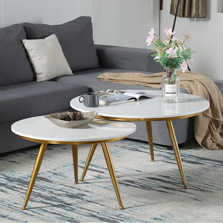 Mesa de centro de acrílico plegable transparente de forma redonda para sala de estar de estilo simple moderno personalizado de fábrica