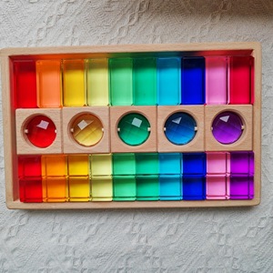Nuovo Design giocattoli Montessori vedere attraverso arcobaleno Lucite blocchi impilabili acrilico HighTransparent per bambini <span class=keywords><strong>gioco</strong></span> aperto - Product Image 5
