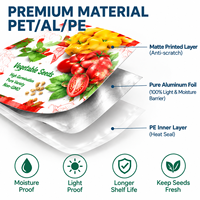 Sachets personnalisés imprimés pour graines de légumes, emballage en aluminium à trois soudures latérales, pochettes anti-humidité, sacs en plastique