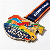 Médaille personnalisée de champion de club d'équitation, logo personnalisé, plaqué or, trophée sportif, pendentif pour cadeau de vainqueur