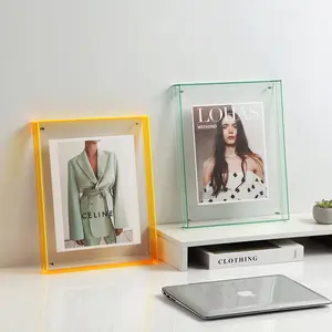 Moldura para fotos em acrílico moderno e transparente para mesa, moldura para parede