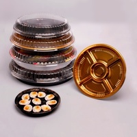 Vente en gros de barquettes à sushi jetables rondes en PET personnalisées, contenants en plastique pour la restauration rapide, boîtes à sushi avec couvercle transparent