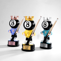 Trophée de billard créatif en gros Trophée de champion de tournoi de poupée de dessin animé noir huit