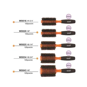 Professional 100% Boar Bristles Wood Thermal Round Brushes with Soft Non-slip Handle