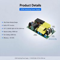 Alimentation à découpage 225W avec PFC 12V 15V 24V 17V 36V 48V 54V 2A 3A 4A 5A 6A 8A 10A 15A 18A AC DC à châssis ouvert