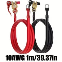 Câble 2 AWG 20 pouces avec 2 adhésifs thermofusibles en cuivre pur pour connexion parfaite du borne négative de batterie automobile