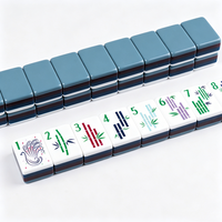 Jeu de Mahjong Américain Classique en Acrylique Bleu Bicolore à 4 Couches, Tuiles Gravées Personnalisables de Qualité Supérieure, Jeu de Société pour Clubs et Fêtes