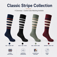 Chaussettes de compression personnalisées à rayures, hauteur genou, 15-20 20-30 mmHg, chaussettes de soutien athlétique, motif jacquard, OEM ODM, marque privée