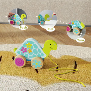2025 nouveau Design Montessori jouets éducatifs <span class=keywords><strong>en</strong></span> <span class=keywords><strong>bois</strong></span> enfant <span class=keywords><strong>en</strong></span> bas âge voiture jouet pousser et tirer tortues chariot aides pour bébé apprendre à marcher - Product Image 4