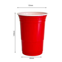 Vente chaude de haute qualité 16oz rouge en plastique fête Bar tasse jetable Beerpong bicolore PP tasse de Tennis de Table fête jeu tasse
