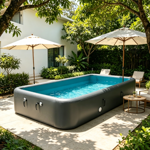 Piscine gonflable géante carrée personnalisée avec <span class=keywords><strong>toboggan</strong></span>, pour la famille, à utiliser en extérieur, piscina, piscine, <span class=keywords><strong>toboggan</strong></span>, verano - Product Image 1