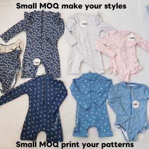 Maillot de bain une pièce à manches longues pour bébé garçon et fille, motif floral et rayé, avec protection solaire UPF 50 et motif dessin animé sur le devant, idéal pour le surf et la plongée - Product Image 4